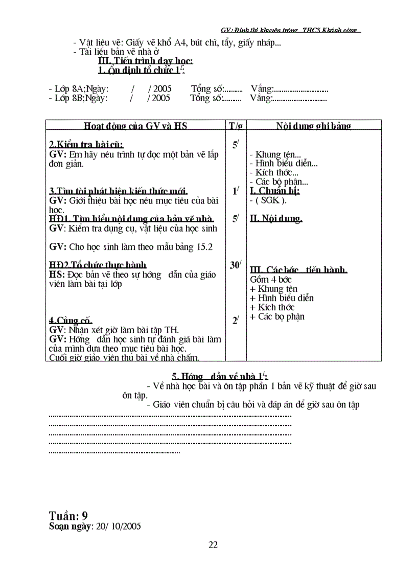 image for page Giáo án CN 8 Học kì I