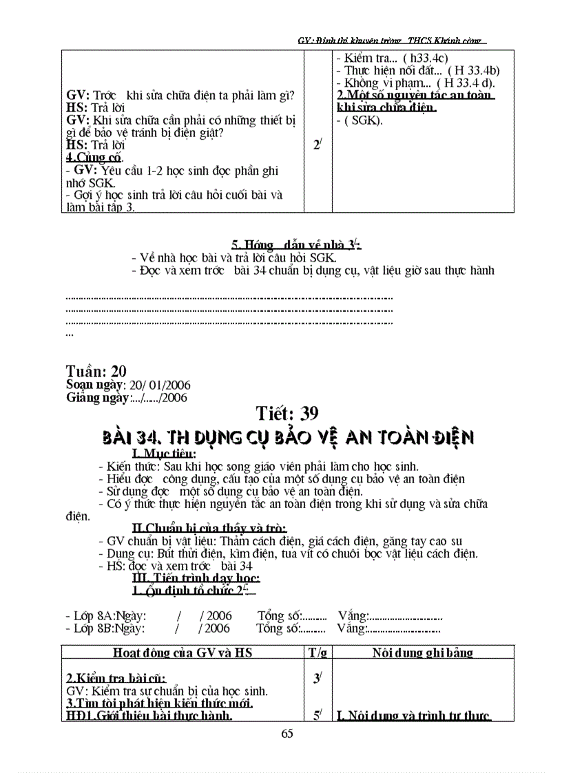 image for page Giáo án CN 8 Học kì I