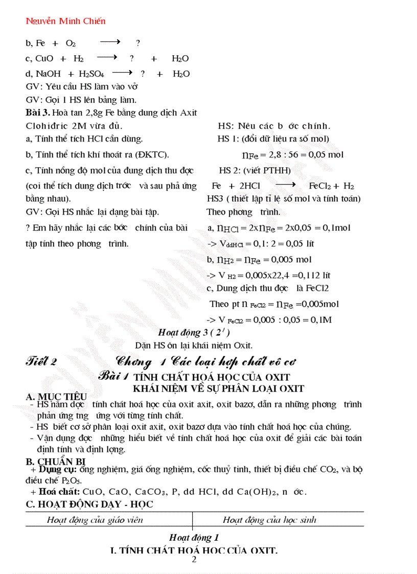 image for page Giáo án Hóa 9 cả năm 2009 2010