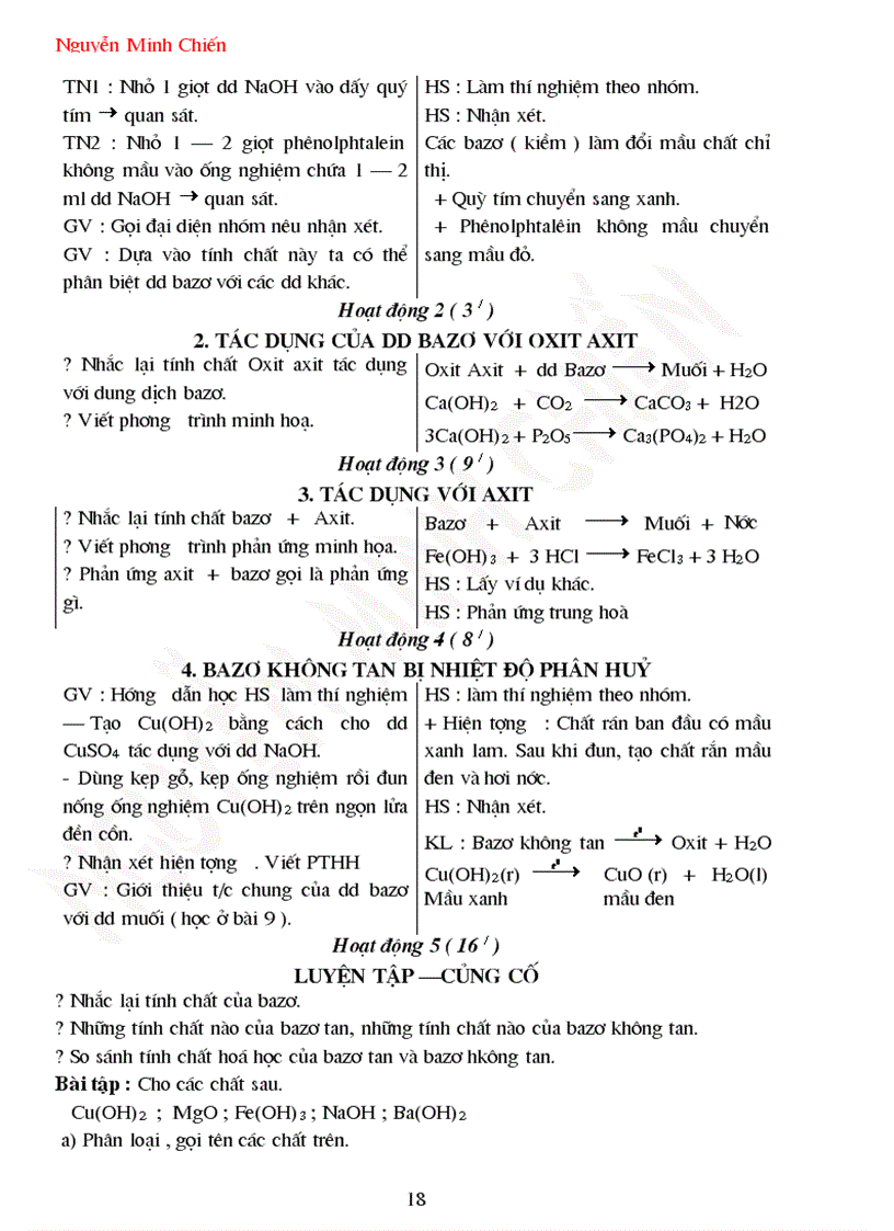 image for page Giáo án Hóa 9 cả năm 2009 2010