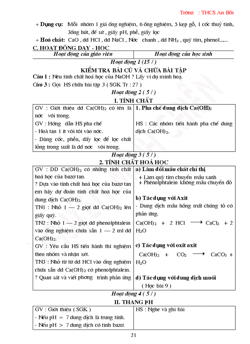 image for page Giáo án Hóa 9 cả năm 2009 2010