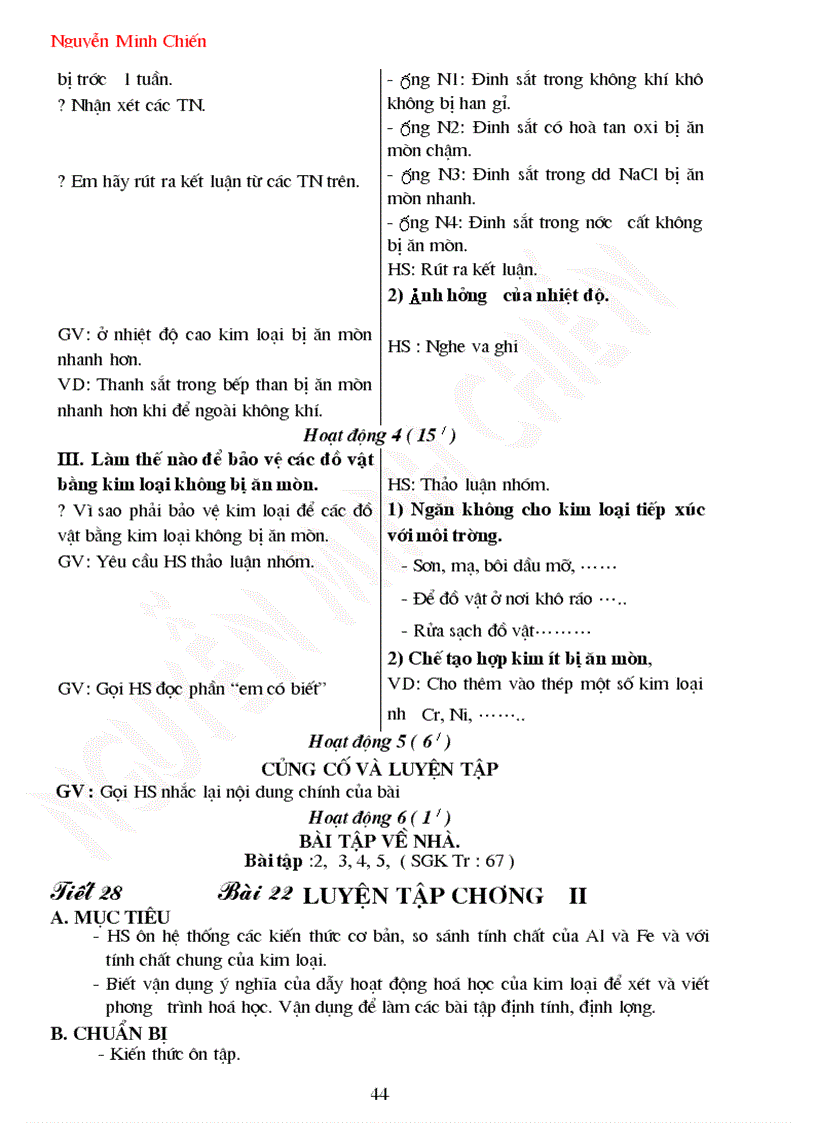 image for page Giáo án Hóa 9 cả năm 2009 2010