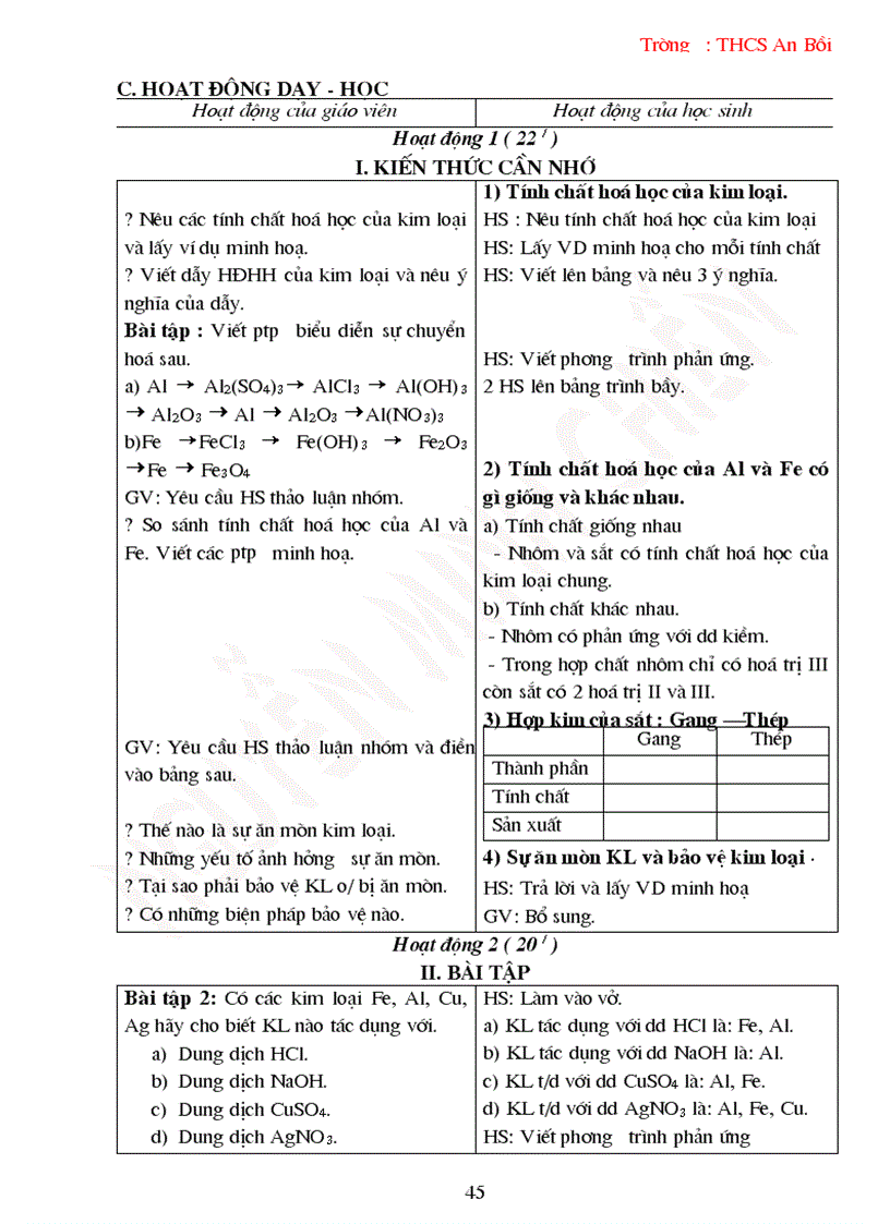 image for page Giáo án Hóa 9 cả năm 2009 2010