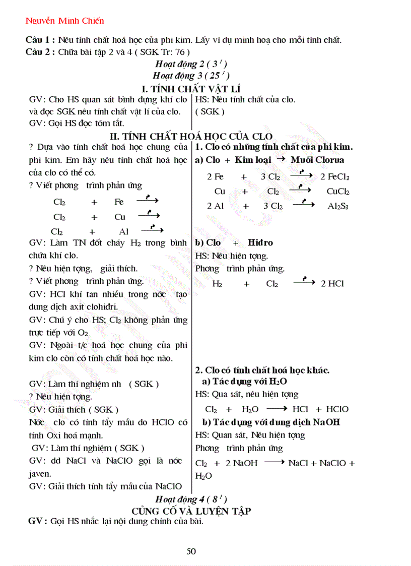 image for page Giáo án Hóa 9 cả năm 2009 2010