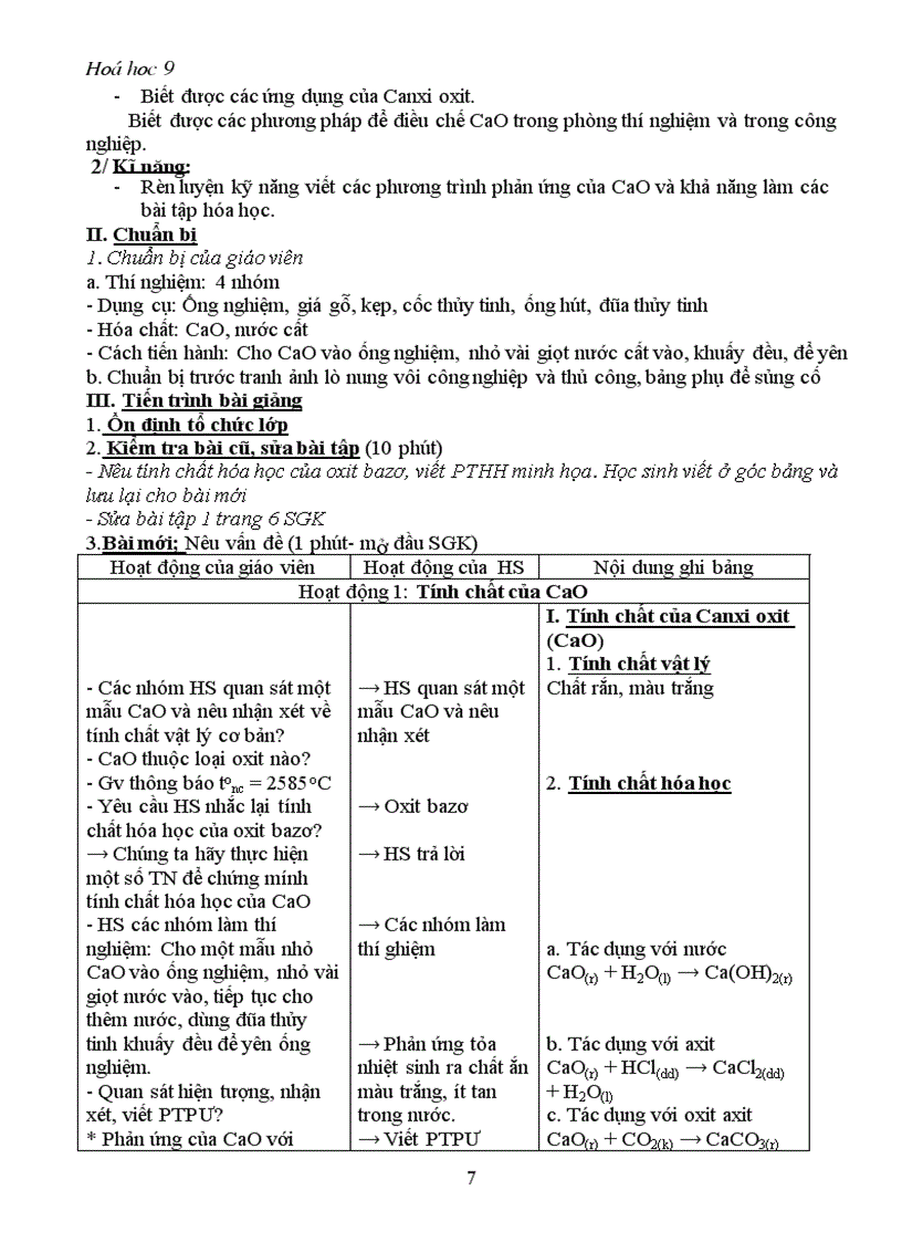 image for page Giáo án Hóa 9 cả năm 3 cột