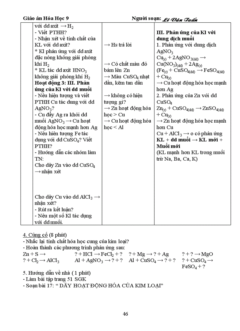 image for page Giáo án Hóa 9 cả năm 3 cột