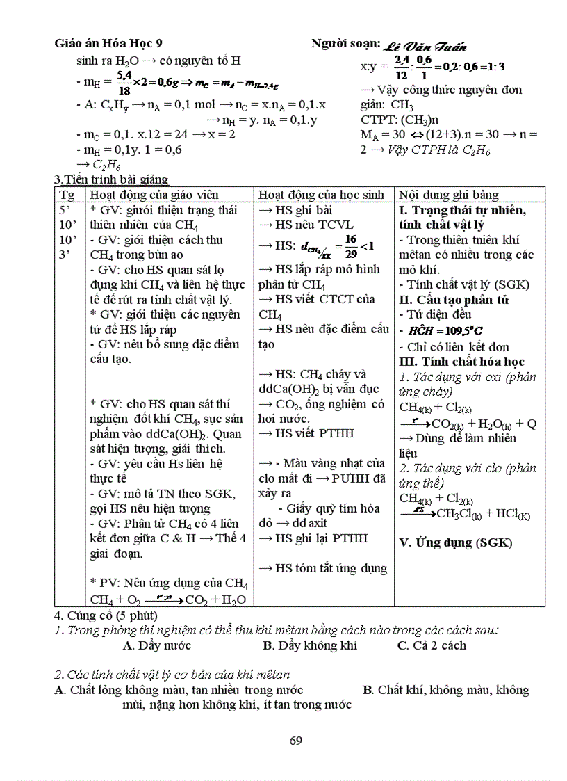 image for page Giáo án Hóa 9 cả năm 3 cột