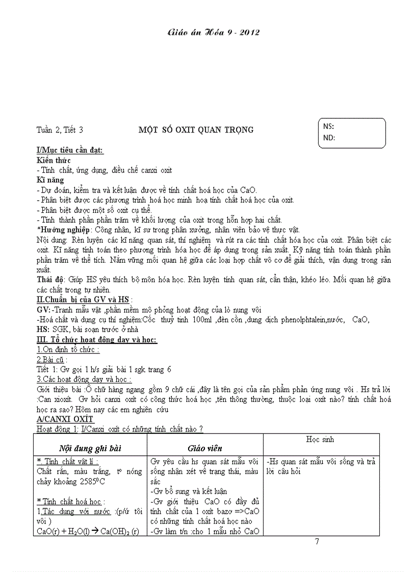 image for page Giao an Hoa 9 Chuan KT 1