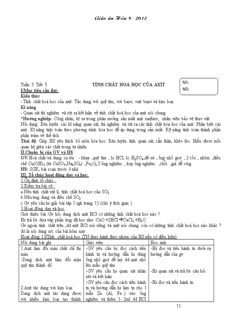 image for page Giao an Hoa 9 Chuan KT 1