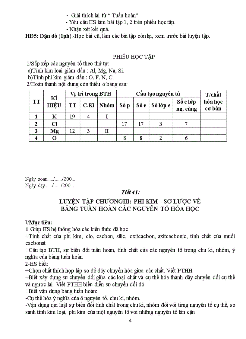 Giáo án hóa 9 đủ cả năm