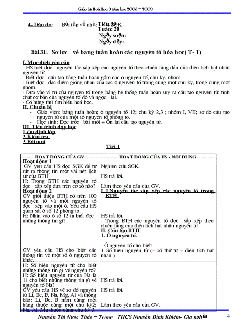 image for page Giáo án hóa 9 học kỳ 2