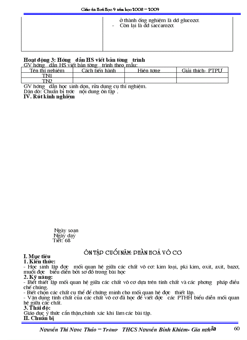 image for page Giáo án hóa 9 học kỳ 2