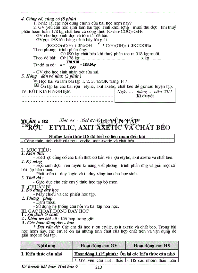 image for page Giáo án Hóa 9 tuần 25 32 3 cột