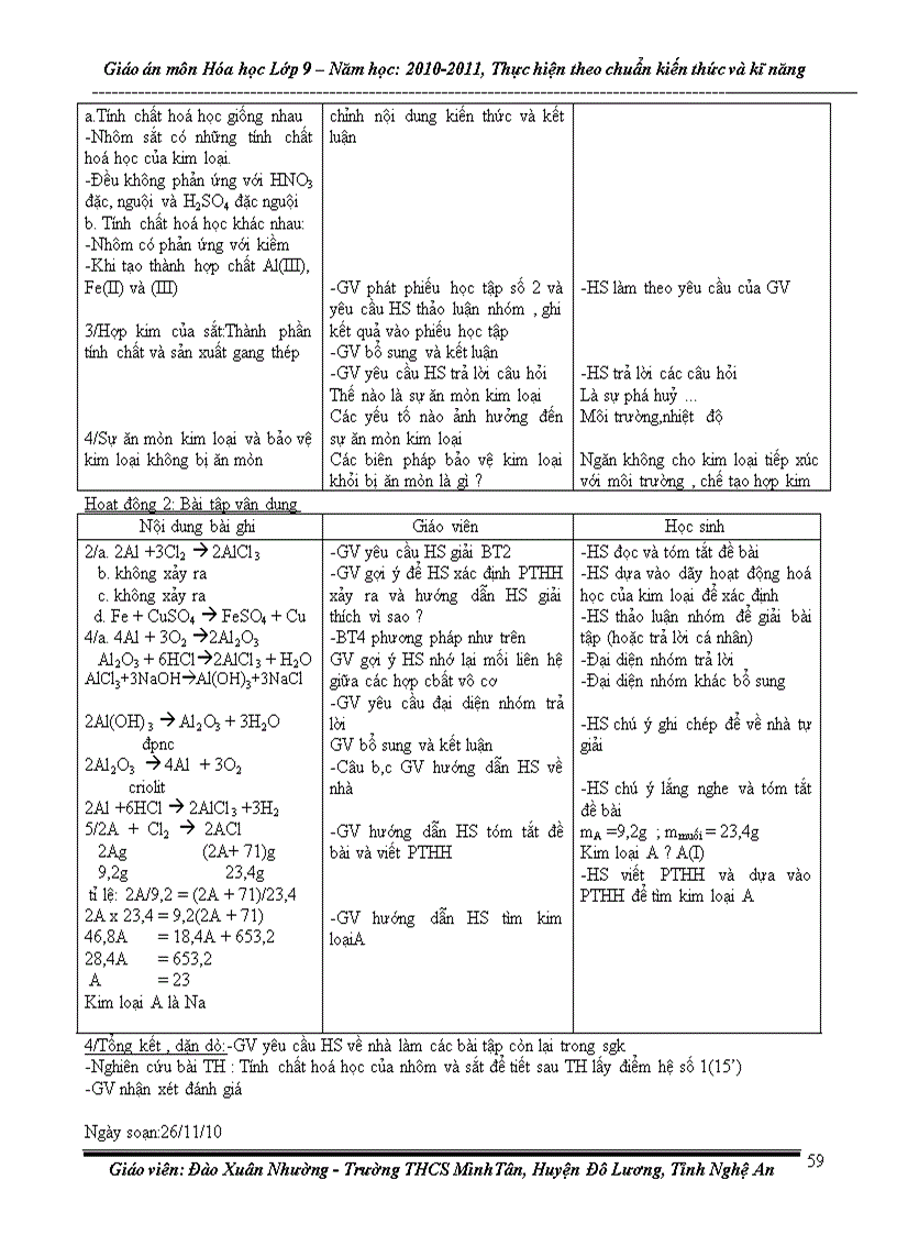 image for page Giáo án hóa 9 Chuẩn KTKN 2011