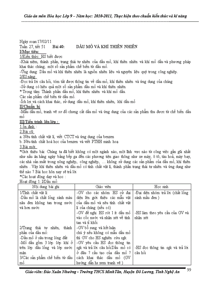 image for page Giáo án hóa 9 Chuẩn KTKN 2011