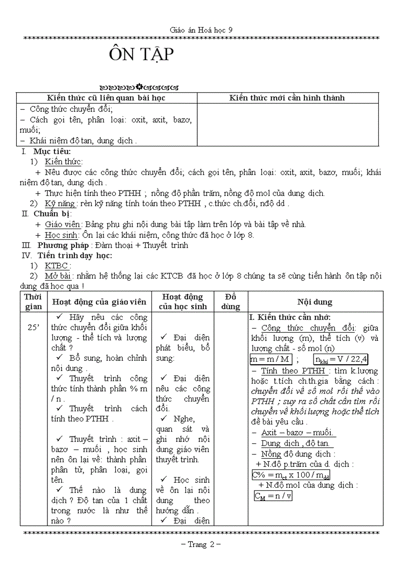 image for page GIÁO ÁN HÓA HỌC 9 Chi tiết 5 CỘT