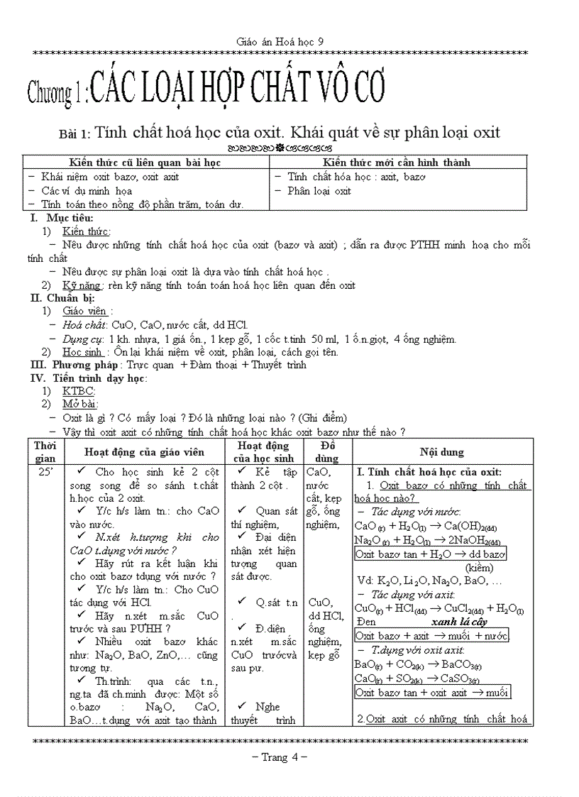 image for page GIÁO ÁN HÓA HỌC 9 Chi tiết 5 CỘT