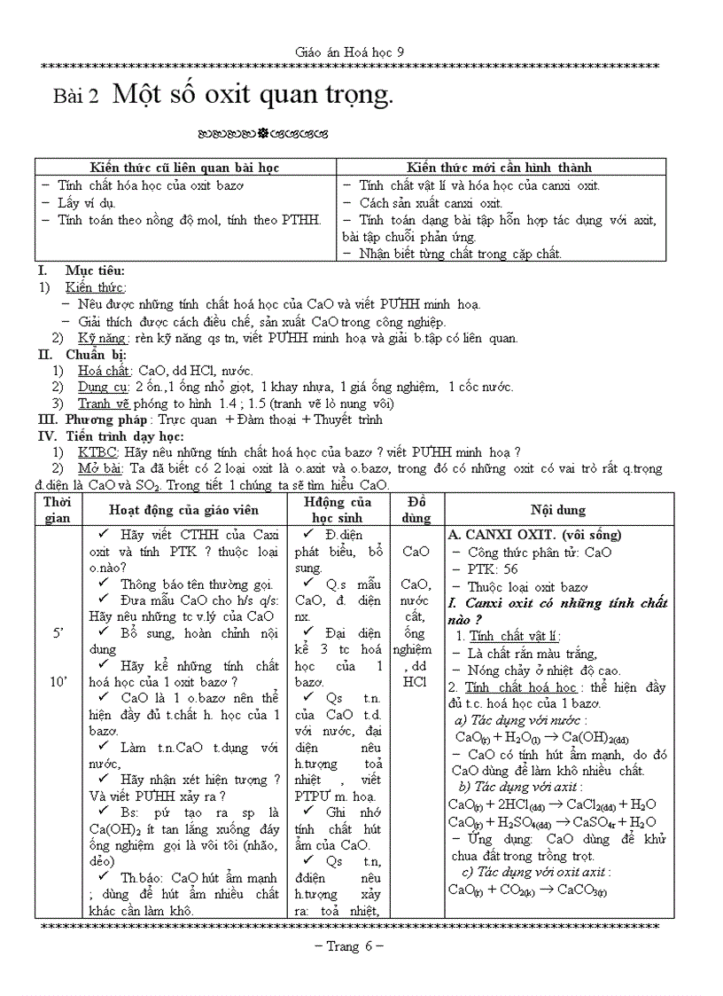 image for page GIÁO ÁN HÓA HỌC 9 Chi tiết 5 CỘT