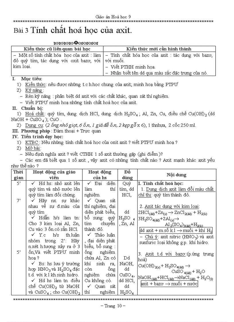 image for page GIÁO ÁN HÓA HỌC 9 Chi tiết 5 CỘT