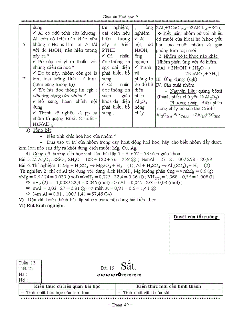 image for page GIÁO ÁN HÓA HỌC 9 Chi tiết 5 CỘT