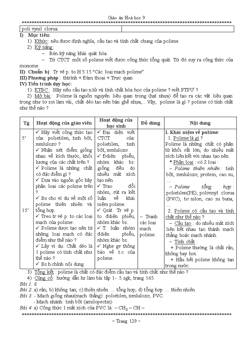 image for page GIÁO ÁN HÓA HỌC 9 Chi tiết 5 CỘT