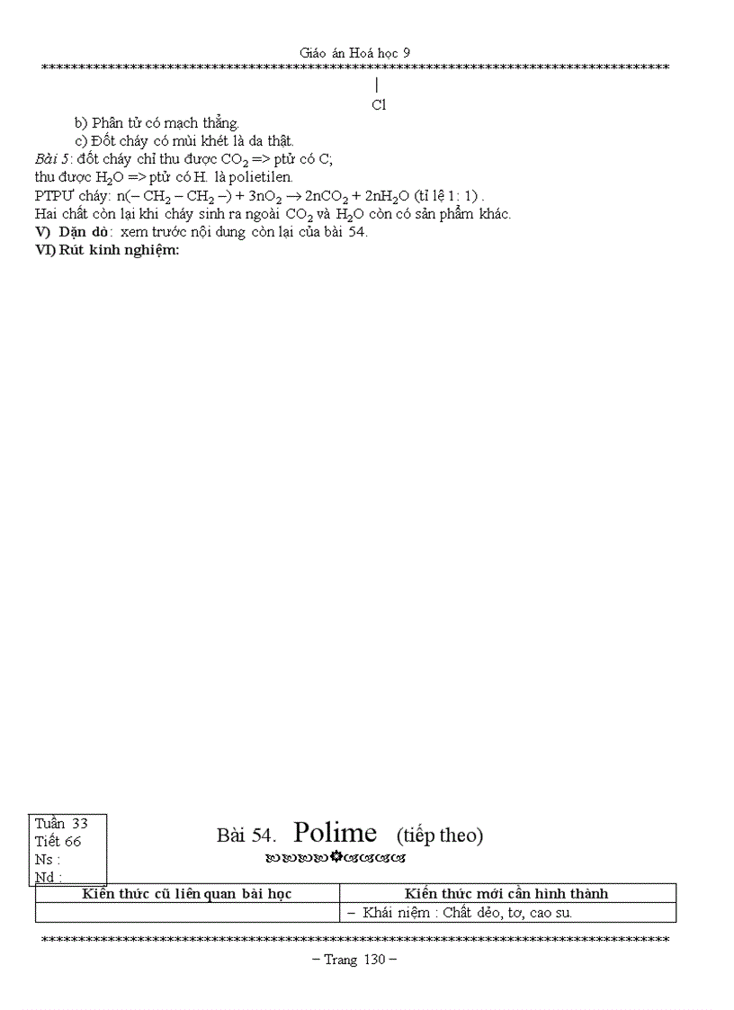 image for page GIÁO ÁN HÓA HỌC 9 Chi tiết 5 CỘT