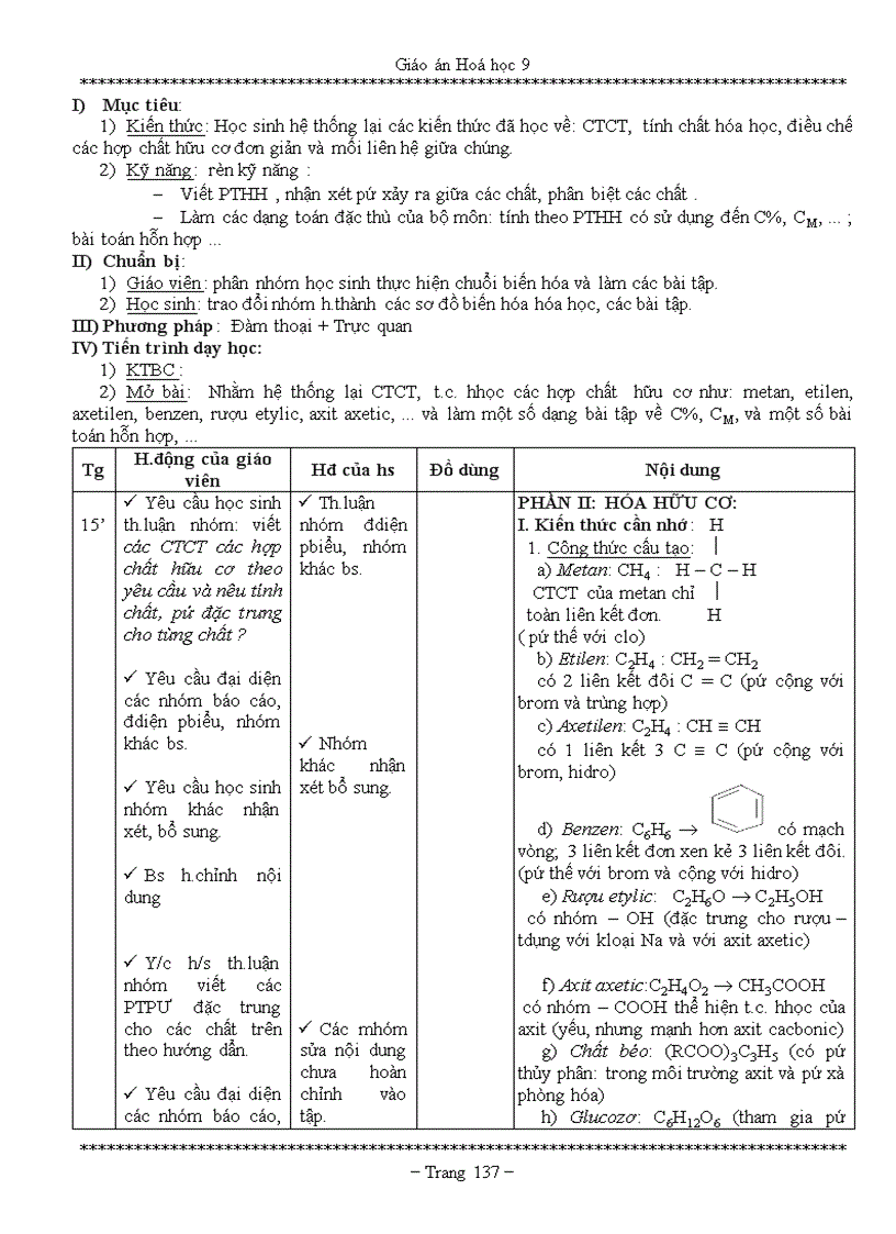 image for page GIÁO ÁN HÓA HỌC 9 Chi tiết 5 CỘT