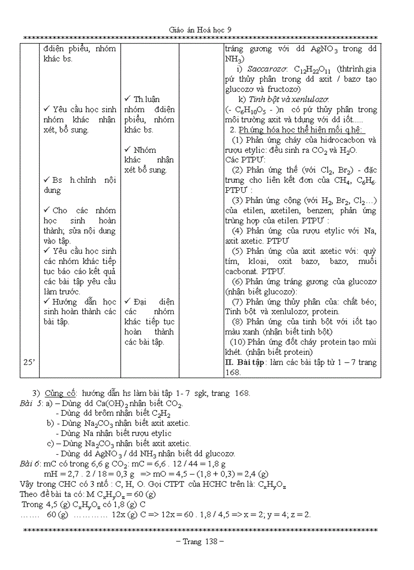 image for page GIÁO ÁN HÓA HỌC 9 Chi tiết 5 CỘT