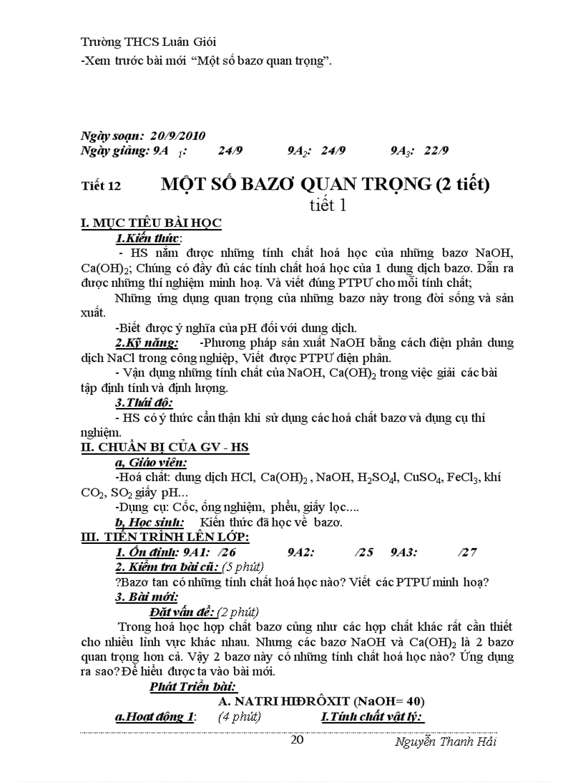 image for page Giáo án hóa học 9 đúng chuẩn