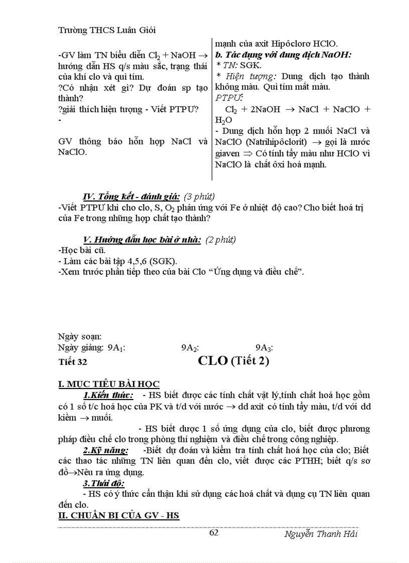 image for page Giáo án hóa học 9 đúng chuẩn