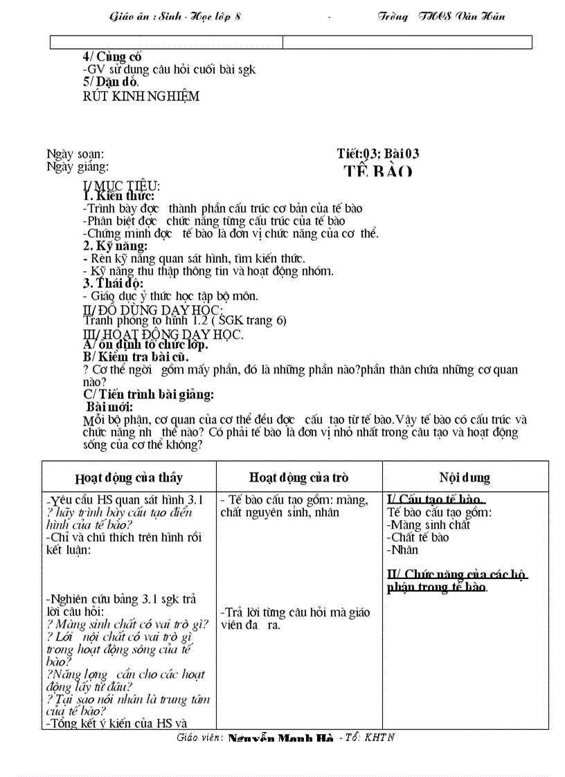 image for page Giao an sinh hoc 8