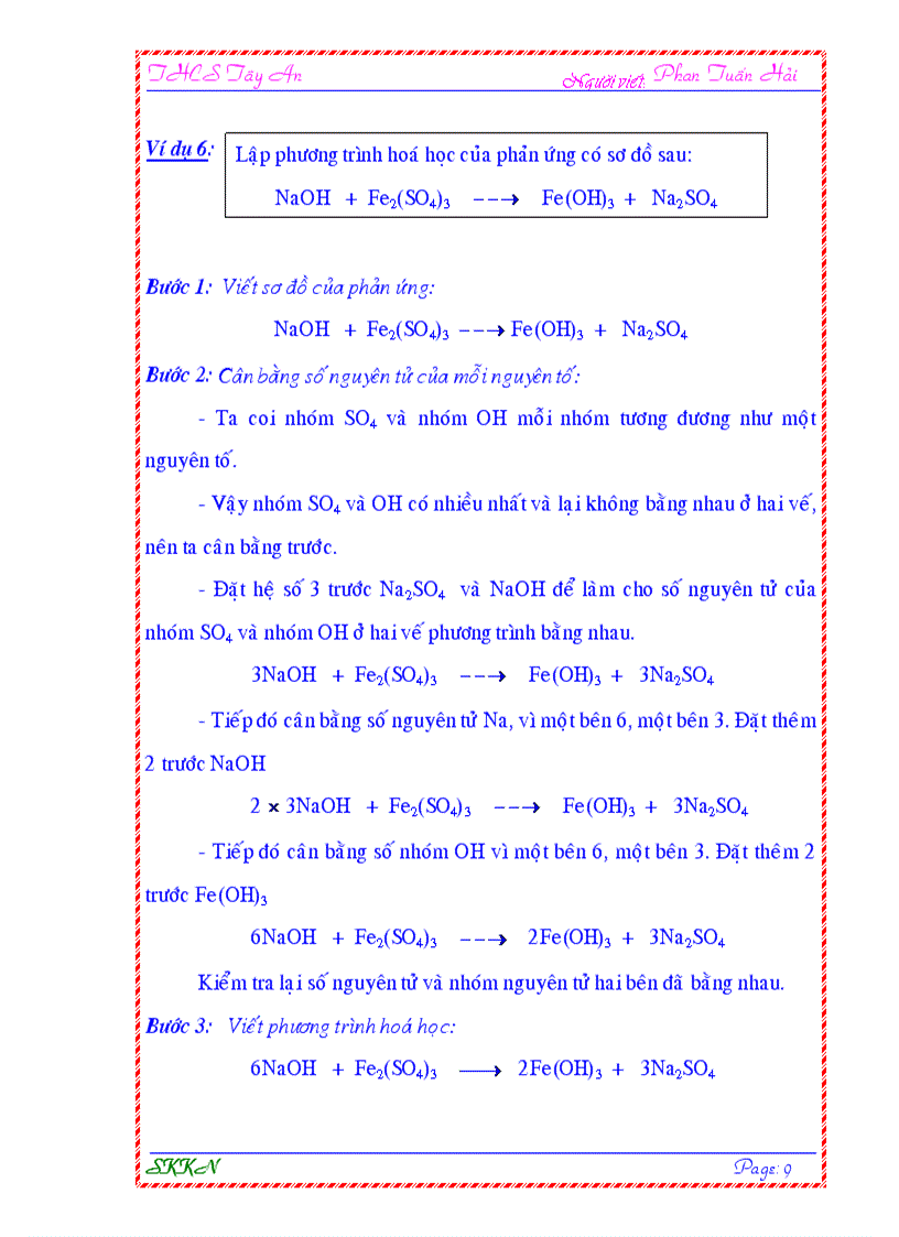 image for page Giúp lập đúng phương trình hóa học