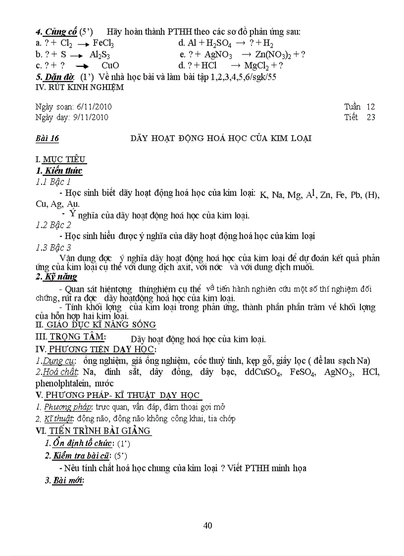 image for page Giáo án hóa 9 theo chuẩn Kt Kn 1