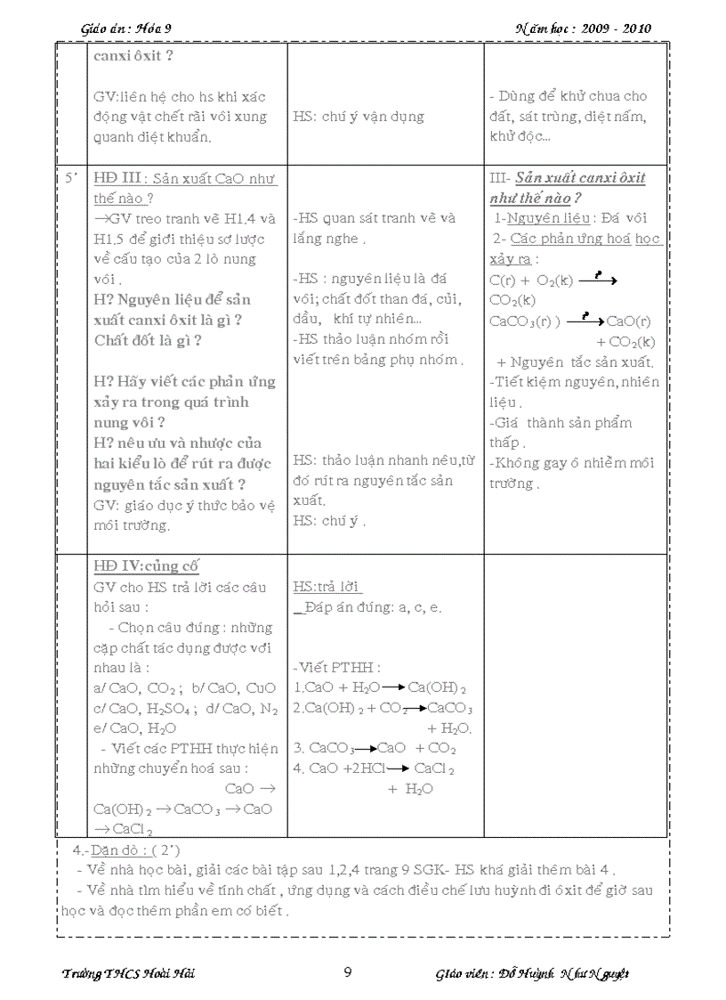 image for page Hóa học lớp 9 4 cột cực wip Tuần 1 tuần 24