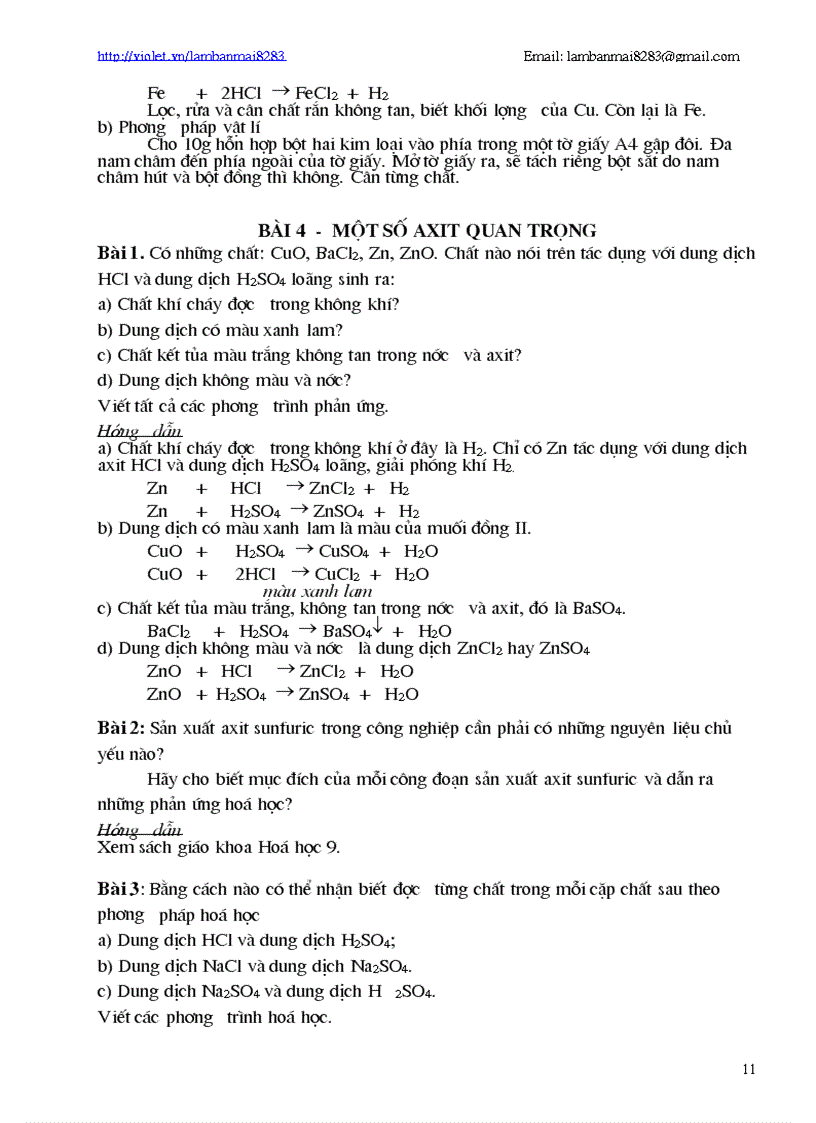 image for page Hướng dẫn làm BT nâng cao Hóa 9