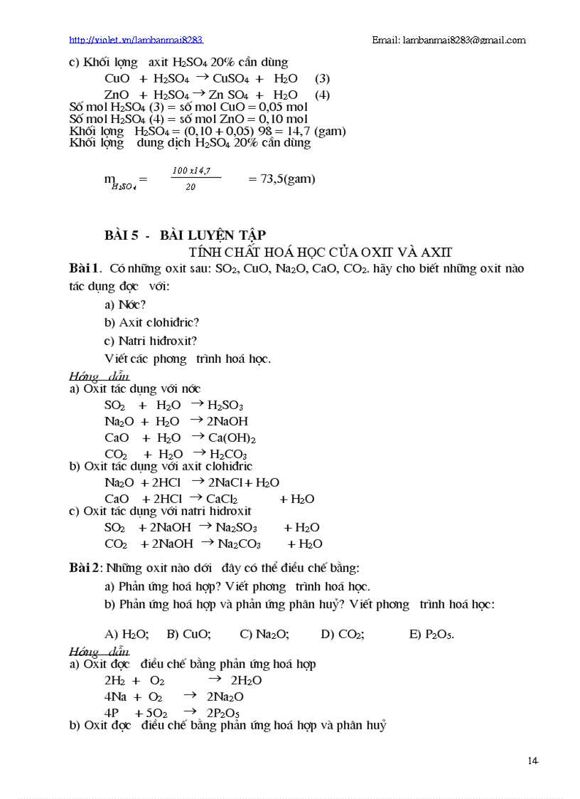 image for page Hướng dẫn làm BT nâng cao Hóa 9