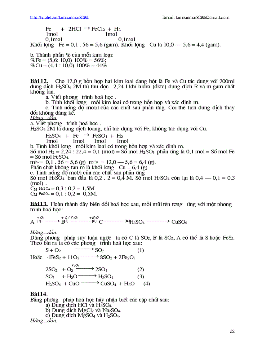 image for page Hướng dẫn làm BT nâng cao Hóa 9