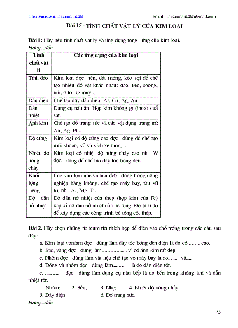 image for page Hướng dẫn làm BT nâng cao Hóa 9