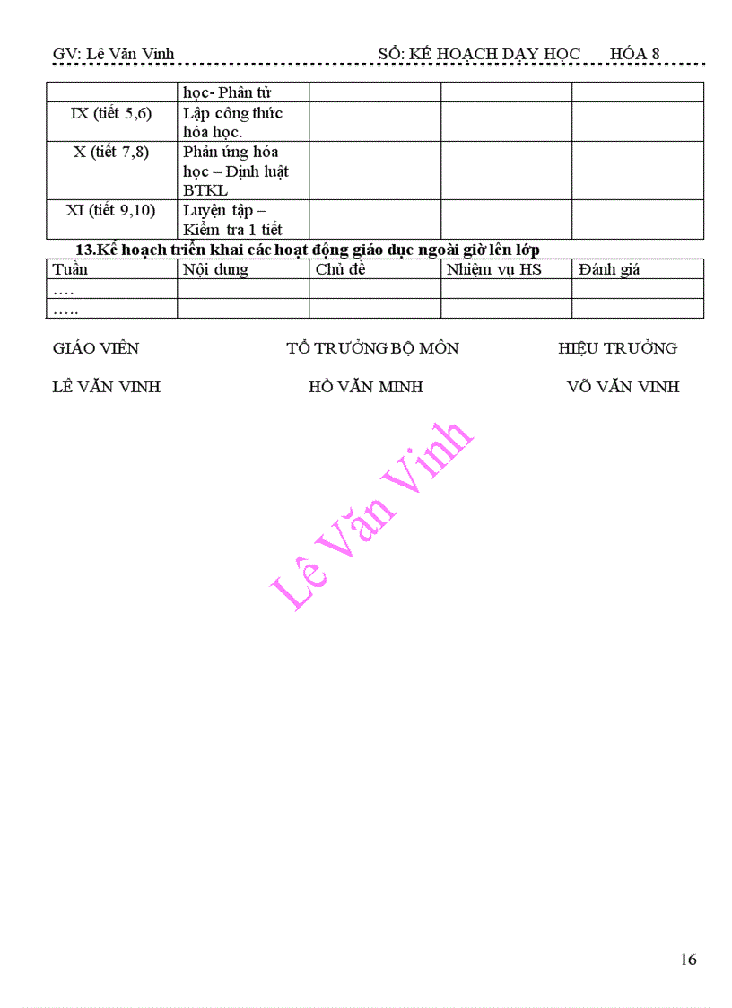 image for page Kế hoạch dạy học theo chuẩn KTKN