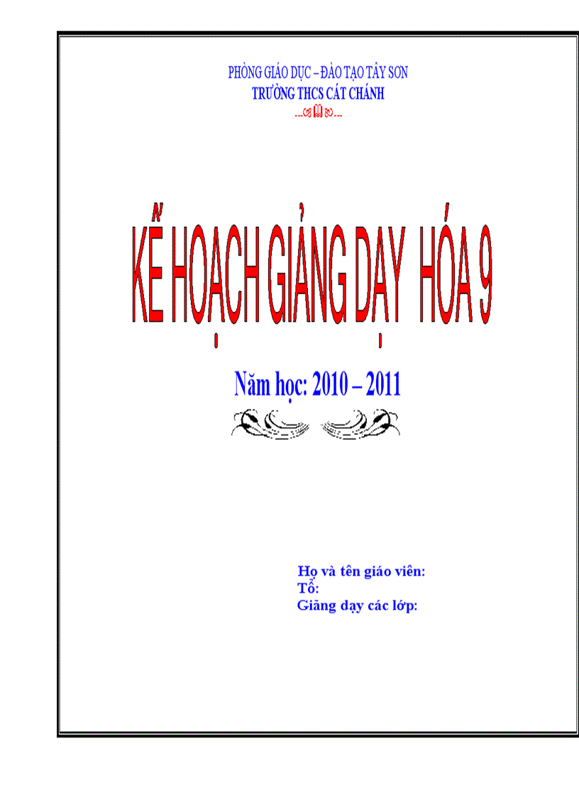 image for page Kế hoạch giảng dạy hóa 9 2010