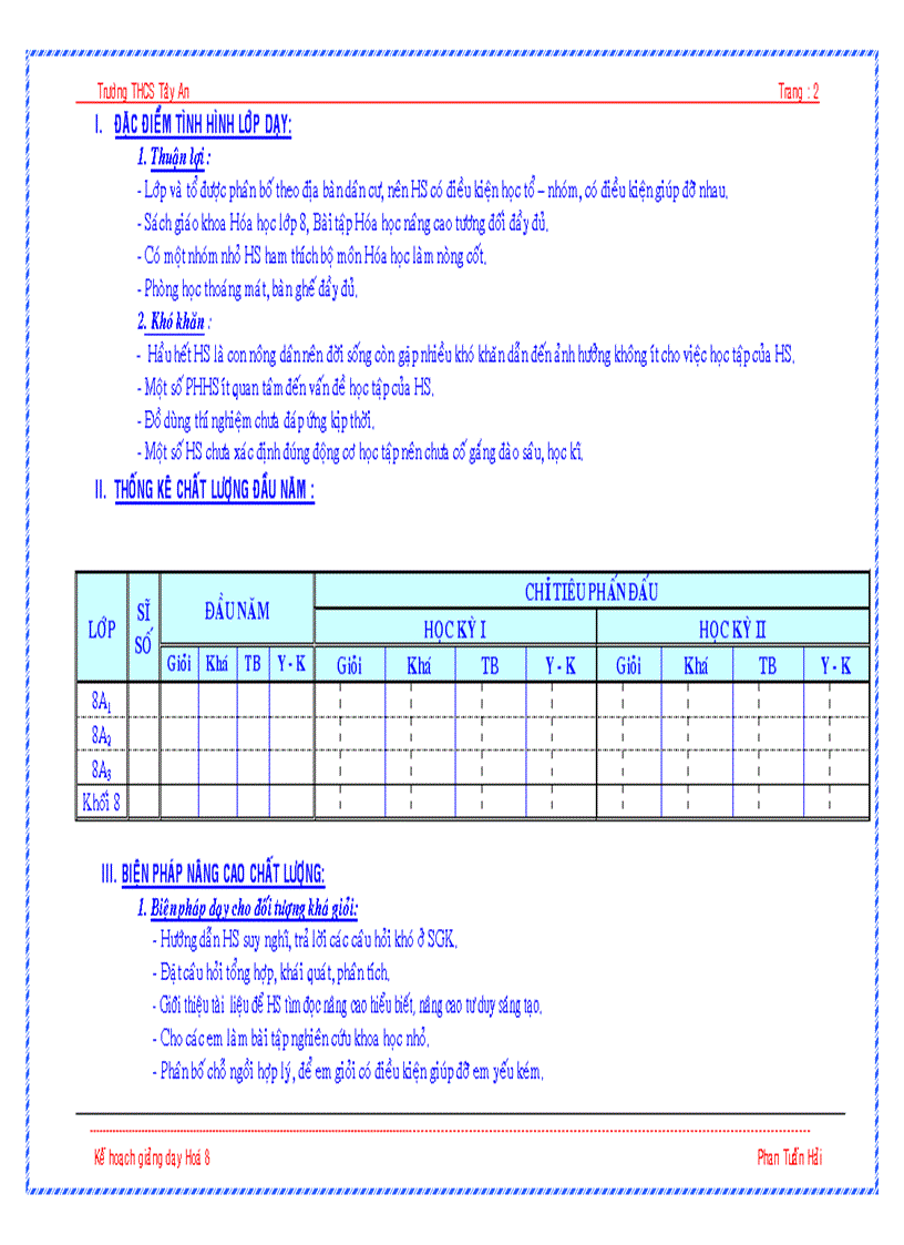 image for page Kế hoạch giảng dạy môn hoá 8