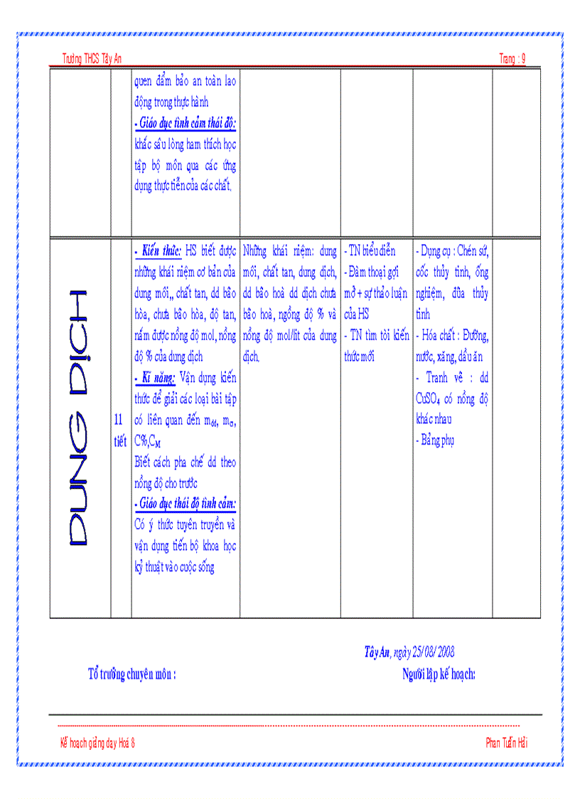image for page Kế hoạch giảng dạy môn hoá 8