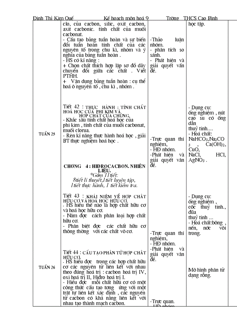 image for page Kế hoạch môn hóa 9 dùng được