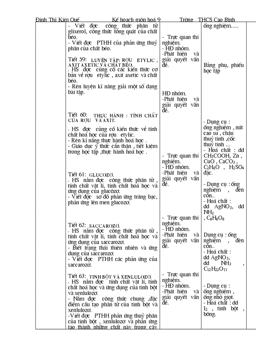 image for page Kế hoạch môn hóa 9 dùng được