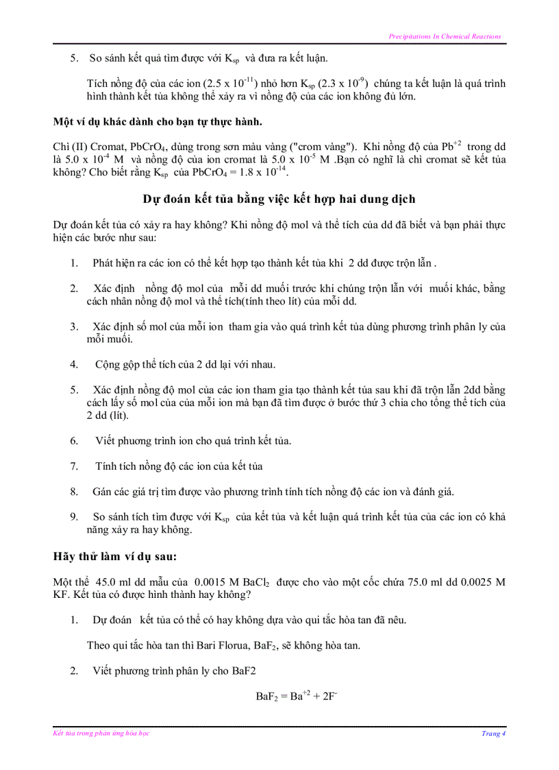 image for page Kết tủa trong các phản ứng hóa học