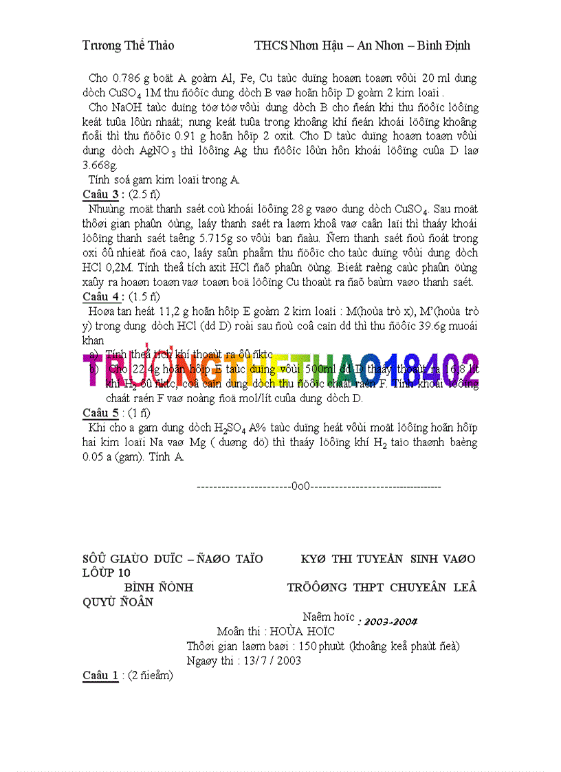 image for page Kho đề HSG Hóa 9