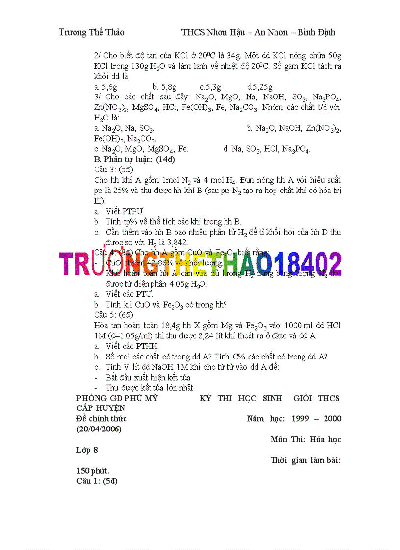 image for page Kho đề HSG Hóa 9