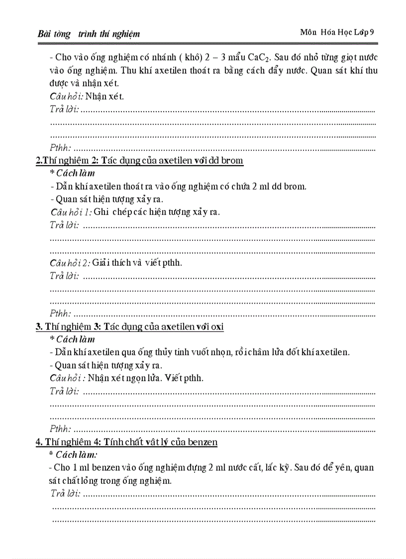 image for page Mẫu các bài tuong trình TN Hóa 9