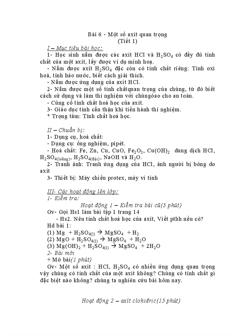 image for page Một số Axit quan trọng