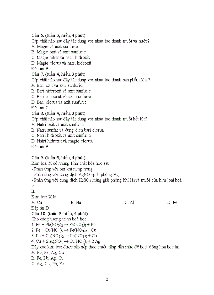 image for page Ngân hàng câu hỏi Hóa 9 1